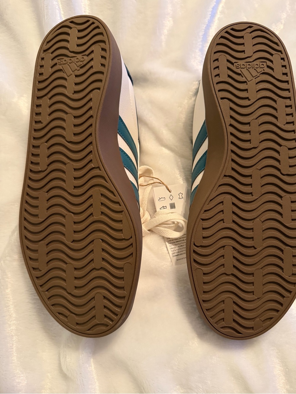 adidas White Sneaker with Green Stripes and Brown Platform - Picture 11 of 12